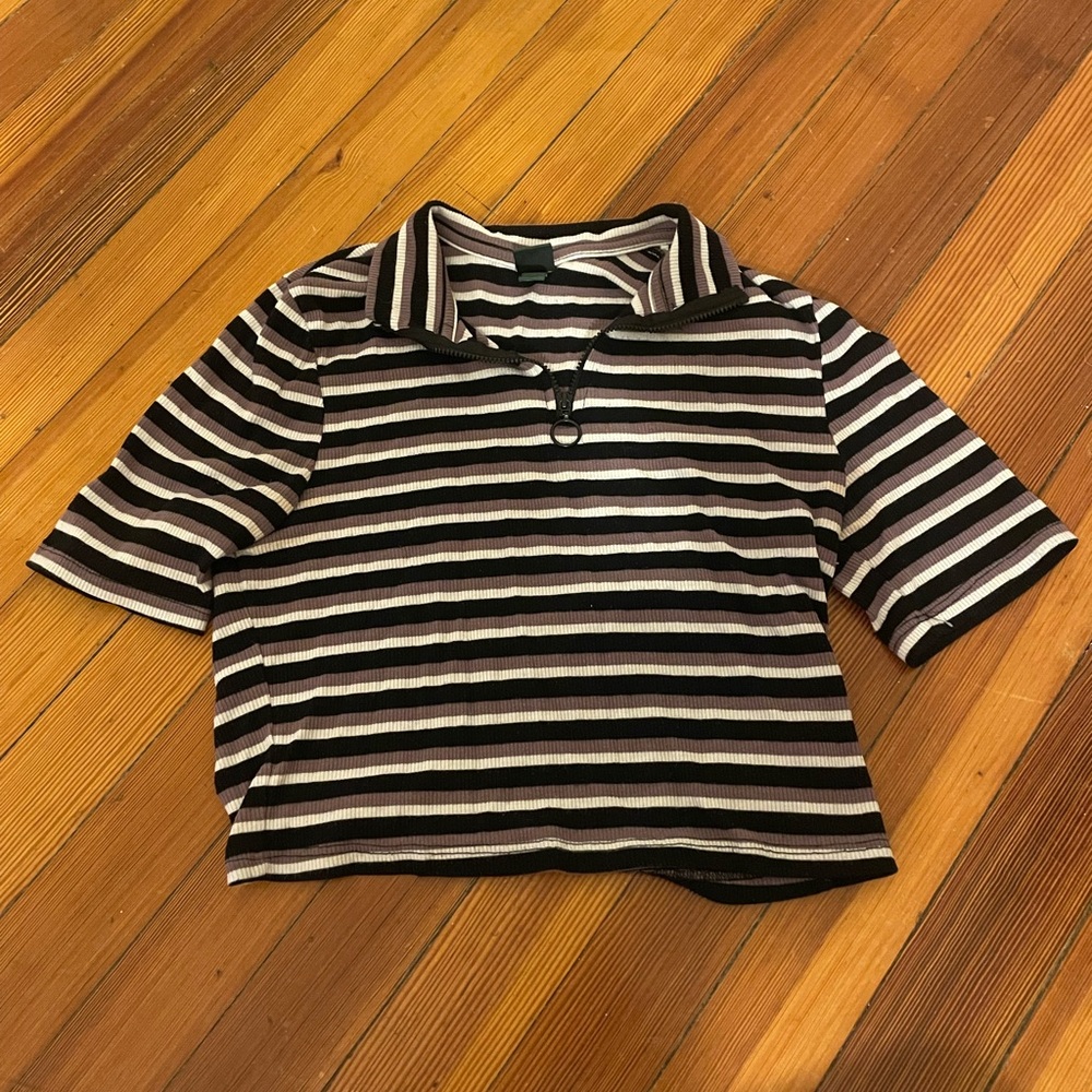 Purple striped crop top